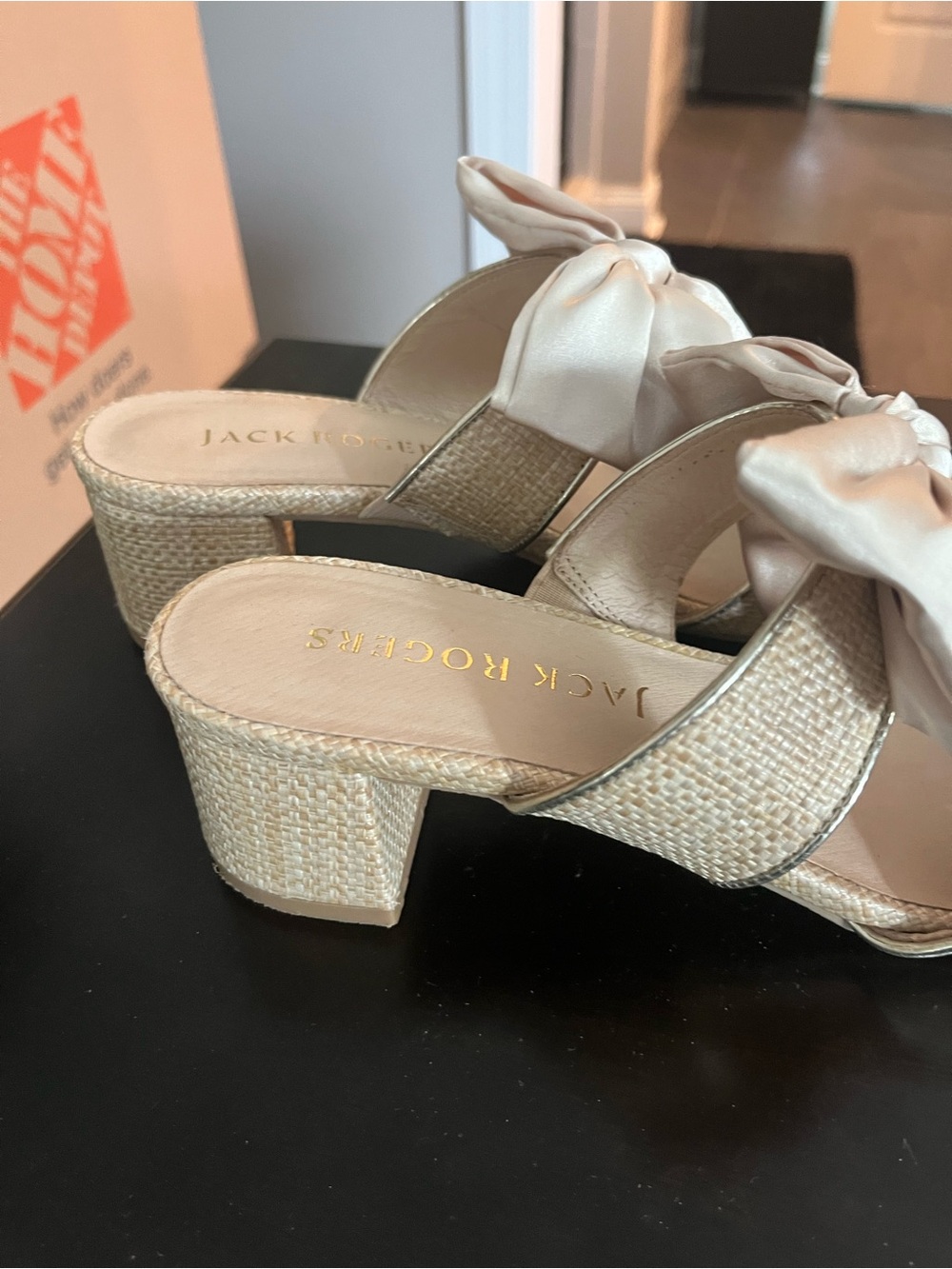 Jack Rogers Blush Pink Satin Bow Slide Mules - Picture 2 of 4